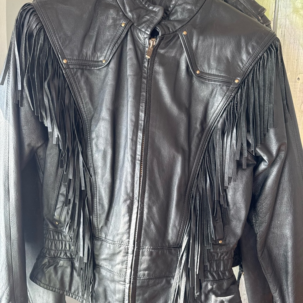 Black Fringe Leather Jacket